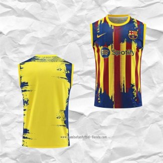 Camiseta de Entrenamiento Barcelona 2023 2024 Sin Mangas Amarillo y Azul