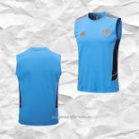 Camiseta de Entrenamiento Manchester United 2022 2023 Sin Mangas Azul Claro