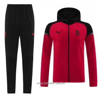 Chandal con Capucha del AC Milan 2024 2025 Rojo