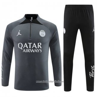 Chandal de Sudadera del Paris Saint-Germain Jordan 2023 2024 Nino Gris