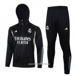 Chandal de Sudadera del Real Madrid 2023 2024 Negro y Blanco