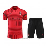 Chandal del AC Milan 2022 2023 Manga Corta Rojo - Pantalon Corto
