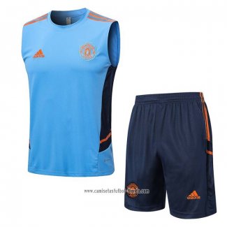 Chandal del Manchester United 2022 2023 Sin Mangas Azul Claro