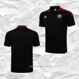 Camiseta Polo del Manchester United 2021 2022 Negro y Rojo