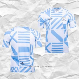 Camiseta Pre Partido del Manchester City 2022 Azul y Blanco