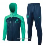 Chandal con Capucha del Barcelona 2023 2024 Nino Azul y Verde