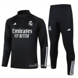 Chandal de Sudadera del Real Madrid 2023 2024 Negro y Blanco