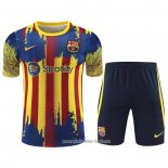 Chandal del Barcelona 2023 2024 Manga Corta Amarillo y Azul - Pantalon Corto