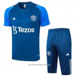 Chandal del Manchester United 2023 2024 Manga Corta Azul - Pantalon Corto