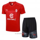 Chandal del AC Milan 2023 2024 Manga Corta Rojo - Pantalon Corto