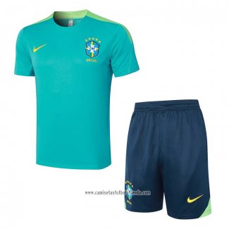 Chandal del Brasil 2024 2025 Manga Corta Verde - Pantalon Corto