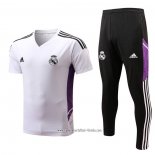 Chandal del Real Madrid 2022 2023 Manga Corta Blanco y Purpura