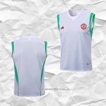 Camiseta de Entrenamiento Manchester United 2023 2024 Sin Mangas Blanco