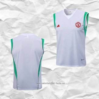 Camiseta de Entrenamiento Manchester United 2023 2024 Sin Mangas Blanco