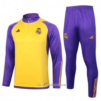 Chandal de Sudadera del Real Madrid 2023 2024 Nino Amarillo