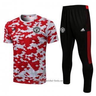 Chandal del Manchester United 2021 2022 Manga Corta Rojo y Blanco