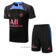 Chandal del Paris Saint-Germain Jordan 2022 2023 Manga Corta Negro y Azul - Pantalon Corto