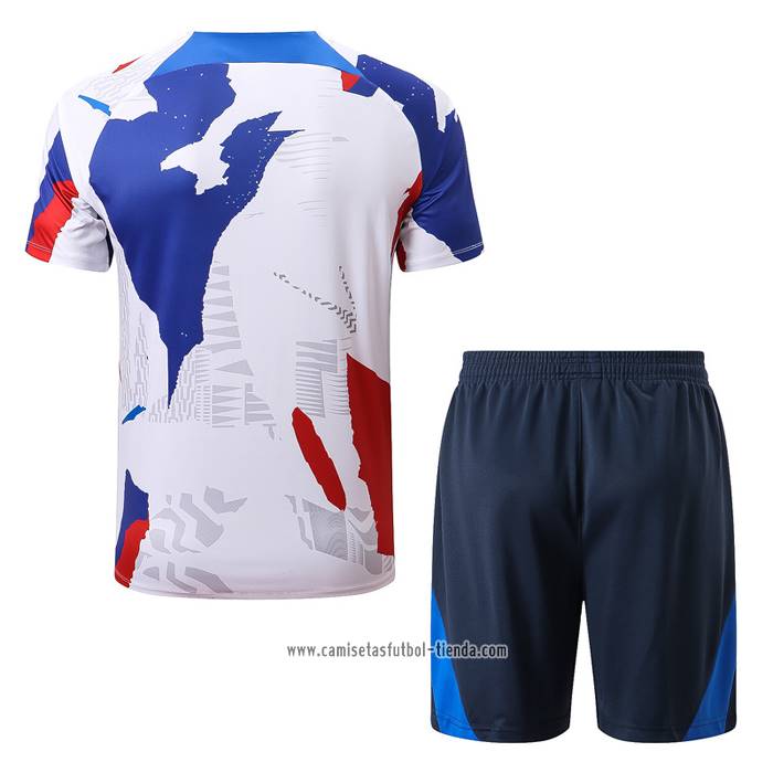 Chandal del Francia 2022 2023 Manga Corta Blanco Rojo Azul - Pantalon Corto
