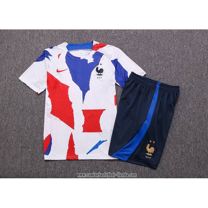 Chandal del Francia 2022 2023 Manga Corta Blanco Rojo Azul - Pantalon Corto